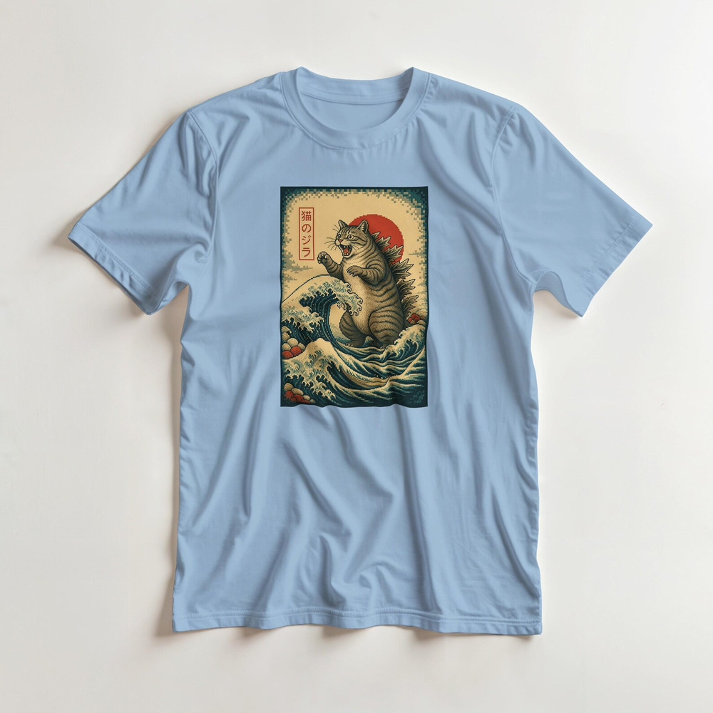 Catzilla Light Blue Unisex Crewneck T Shirt